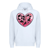 White dinosaur valentine heart Premium Hoodie - MaliasSmallBusiness