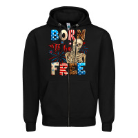 Black Born to be free with skeleton 4th of july Zipper Hoodie - Neo Western