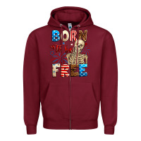 Burgundy Born to be free with skeleton 4th of july Zipper Hoodie - Neo Western