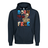 Navy Born to be free with skeleton 4th of july Zipper Hoodie - Neo Western