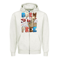 Oatmeal Heather Born to be free with skeleton 4th of july Zipper Hoodie - Neo Western