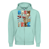 Seafoam Born to be free with skeleton 4th of july Zipper Hoodie - Neo Western