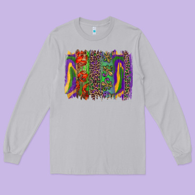 Mardi Gras Brushstroke Long Sleeve Tee Designed By Ranaportraitstore