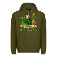 Army Green happy st patricks day with st patricks Premium Hoodie - AdoDesignShop