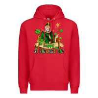 Red happy st patricks day with st patricks Premium Hoodie - AdoDesignShop