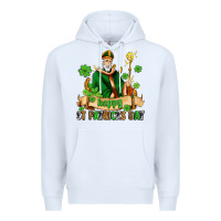 White happy st patricks day with st patricks Premium Hoodie - AdoDesignShop