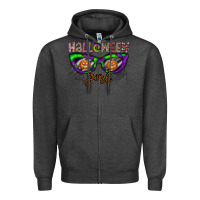 Charcoal Heather halloween girl Zipper Hoodie - CowhideDigitalArt