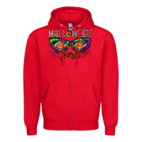 Red halloween girl Zipper Hoodie - CowhideDigitalArt