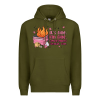Army Green it's fine i'm fine everything's freakin' fine Premium Hoodie - MaliasSmallBusiness