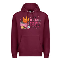 Burgundy it's fine i'm fine everything's freakin' fine Premium Hoodie - MaliasSmallBusiness