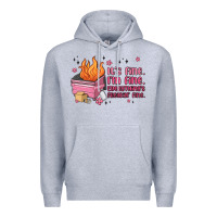 Heather Grey it's fine i'm fine everything's freakin' fine Premium Hoodie - MaliasSmallBusiness