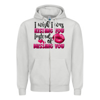 Dove Grey i wish i was kissing you instead of missing you Zipper Hoodie - FaDigitalArtStudio