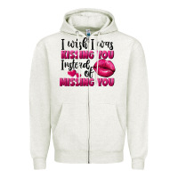 Oatmeal Heather i wish i was kissing you instead of missing you Zipper Hoodie - FaDigitalArtStudio