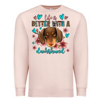 Pale Pink life is better with a dachshund Premium Sweatshirt - Jasminsmagicworld