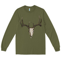 Army Green deer skull Long Sleeve Tee - RanaPortraitStore