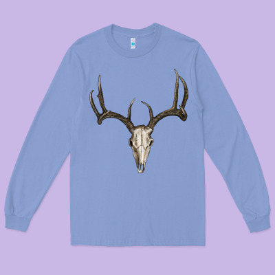 Deer Skull Long Sleeve Tee Designed By Ranaportraitstore
