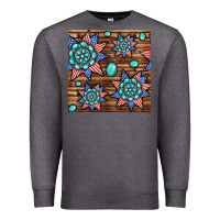 Charcoal Heather 4th of july turquoise gemstone seamless pattern Premium Sweatshirt - BundleAndBundleShop