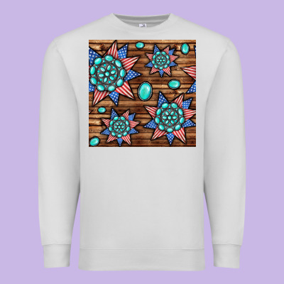 4th Of July Turquoise Gemstone Seamless Pattern Premium Sweatshirt Designed By Bundleandbundleshop