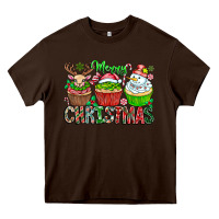 Chocolate Brown Merry Christmas Heavy Core Tee - CowhideDigitalArt