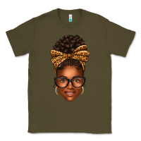 Army Green afro woman messy bun Classic Tee - texasbilliewilder