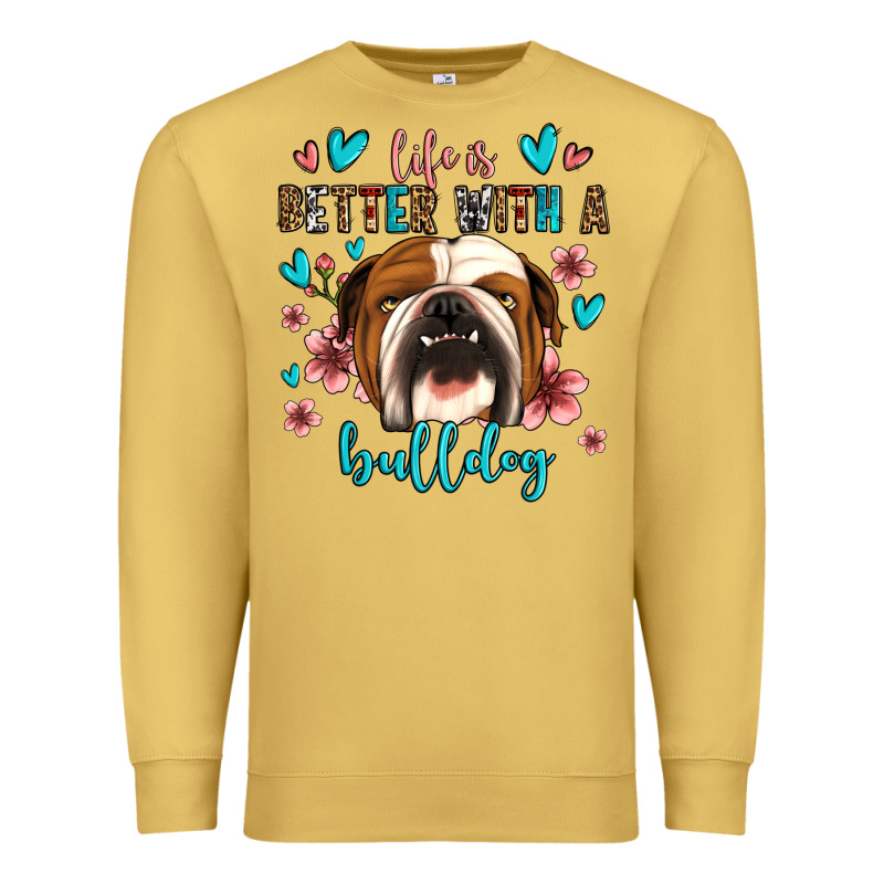 Life Is Better With A Bulldog Premium Sweatshirt by Jasminsmagicworld | Teevron