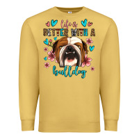 Antique Gold life is better with a bulldog Premium Sweatshirt - Jasminsmagicworld