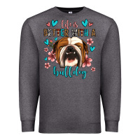 Charcoal Heather life is better with a bulldog Premium Sweatshirt - Jasminsmagicworld