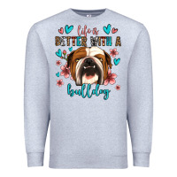 Heather Grey life is better with a bulldog Premium Sweatshirt - Jasminsmagicworld