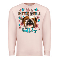 Pale Pink life is better with a bulldog Premium Sweatshirt - Jasminsmagicworld
