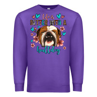 Purple life is better with a bulldog Premium Sweatshirt - Jasminsmagicworld