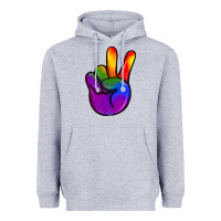 Heather Grey pride peace hand Heavyweight Hoodie - JahusDesignShop