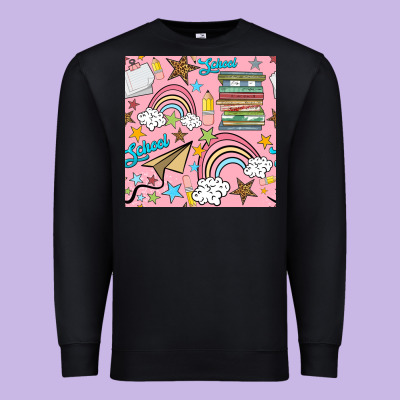 School With Rainbow Seamless Pattern Premium Sweatshirt Designed By Bundleandbundleshop