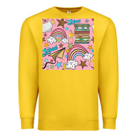Lemon school with rainbow seamless pattern Premium Sweatshirt - BundleAndBundleShop