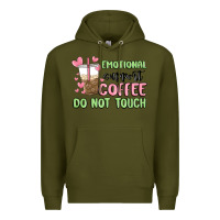 Army Green emotional support coffee do not touch Premium Hoodie - MaliasSmallBusiness