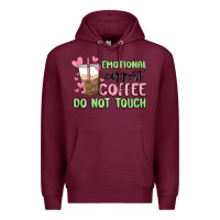 Burgundy emotional support coffee do not touch Premium Hoodie - MaliasSmallBusiness