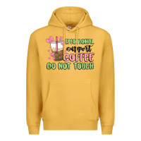 Mustard emotional support coffee do not touch Premium Hoodie - MaliasSmallBusiness