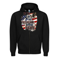 Black Home of the free because of the brave 4th of july Zipper Hoodie - CowGirlArtShop