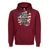 Burgundy Home of the free because of the brave 4th of july Zipper Hoodie - CowGirlArtShop