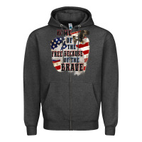 Charcoal Heather Home of the free because of the brave 4th of july Zipper Hoodie - CowGirlArtShop