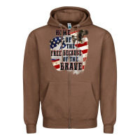 Chestnut Home of the free because of the brave 4th of july Zipper Hoodie - CowGirlArtShop