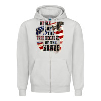 Dove Grey Home of the free because of the brave 4th of july Zipper Hoodie - CowGirlArtShop
