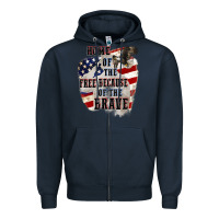 Navy Home of the free because of the brave 4th of july Zipper Hoodie - CowGirlArtShop