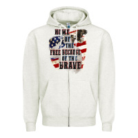 Oatmeal Heather Home of the free because of the brave 4th of july Zipper Hoodie - CowGirlArtShop