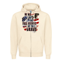 Sandshell Home of the free because of the brave 4th of july Zipper Hoodie - CowGirlArtShop
