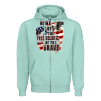 Seafoam Home of the free because of the brave 4th of july Zipper Hoodie - CowGirlArtShop