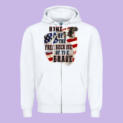 Home Of The Free Because Of The Brave 4th Of July Zipper Hoodie Designed By Cowgirlartshop