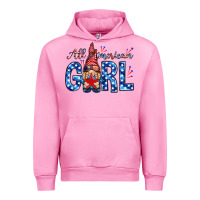 Fuchsia Pink all american girl with gnome Urban Hoodie - NancyCooperArtShop