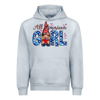 Heather Grey all american girl with gnome Urban Hoodie - NancyCooperArtShop