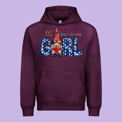 All American Girl With Gnome Urban Hoodie Designed By Nancycooperartshop