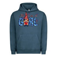 Pigment Midnight Navy all american girl with gnome Urban Hoodie - NancyCooperArtShop